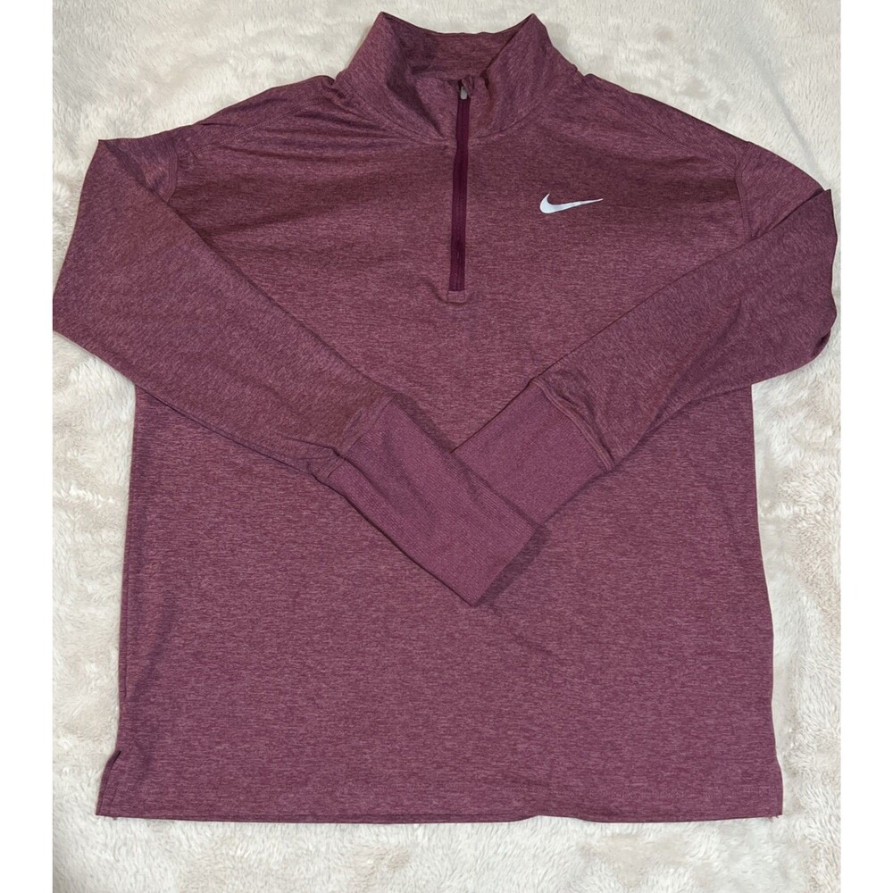 Nike Women’s Dri-FIT Element Running 1/2 Zip Pullover Striped Top Plum Medium M